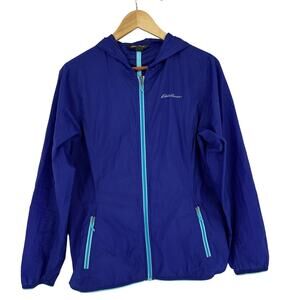 Eddie Bauer‎ Jacket Hooded Lightweight Windbreaker Purple Zip up Medium